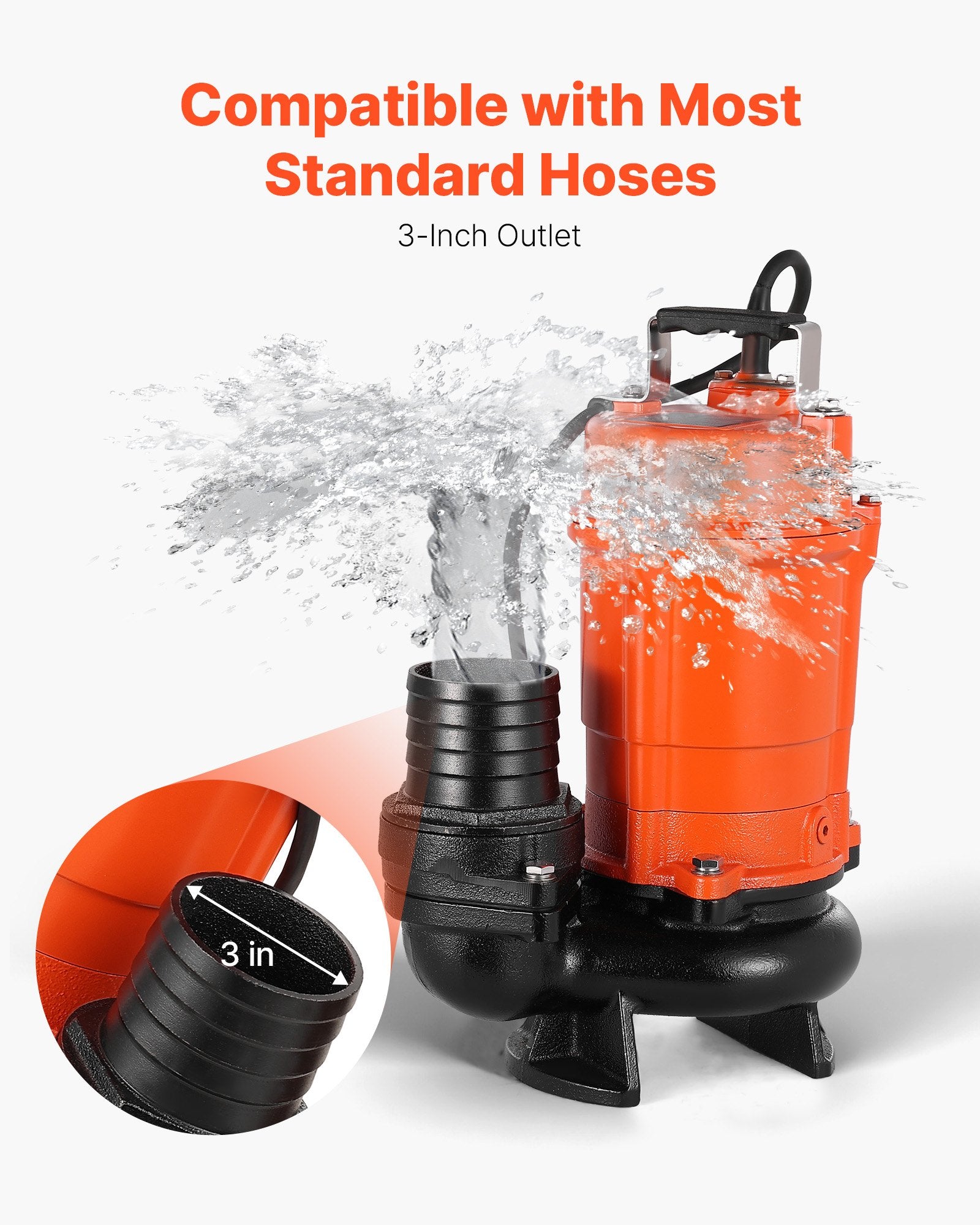 1 HP Submersible Trash Pump, 5000 GPH, 120V Cast Iron Submersible Sump Sewage Pump With 3 In Discharge, 40 Ft Max Lift, Drain Dirty Clean Water, For Pools, Garden, Pond, Basement, Flooded Areas