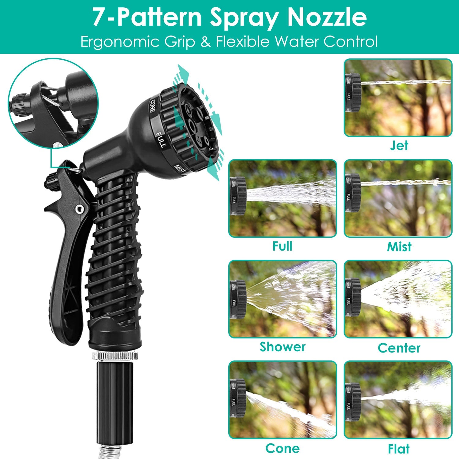 25FT-50FT-100FT Options -- 1Pc Heavy Duty Stainless Steel Garden Hose Garden Watering Kit Metal Water Hose With 2 Nozzles 12 Patterns Flexible Extendable Kink Tangle Puncture Resistant Dog Proof