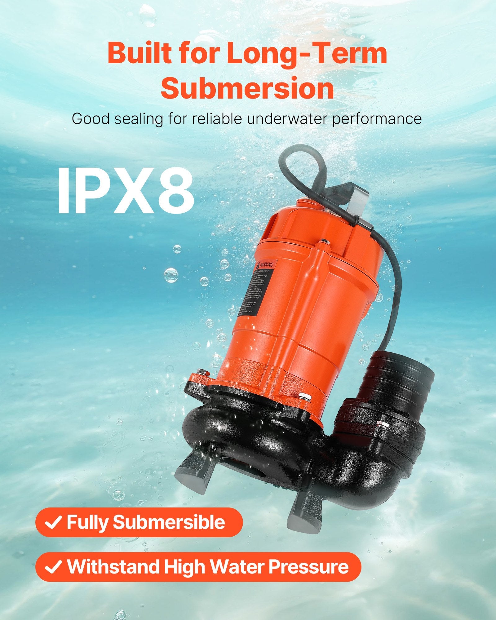 1 HP Submersible Trash Pump, 5000 GPH, 120V Cast Iron Submersible Sump Sewage Pump With 3 In Discharge, 40 Ft Max Lift, Drain Dirty Clean Water, For Pools, Garden, Pond, Basement, Flooded Areas