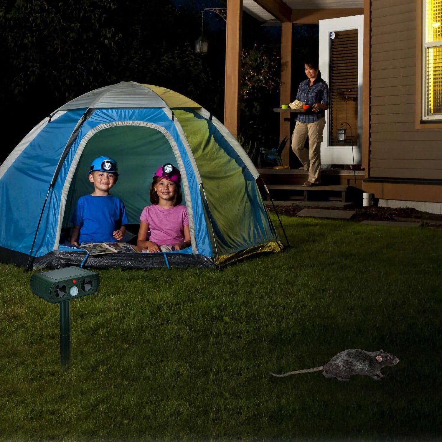 1Pc Ultrasonic Animal Repeller Solar Powered Motion Sensor Repellent IPX4 Waterproof Outdoor For Summer Spring Farm Garden Yard Repelling Deer Raccoon Cat Dog Rabbit Squirrel Bird